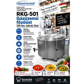   Gasztrometál RKG-501 gázüzemű főzőüst – 500 liter, indirekt fűtés