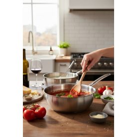 Szószos nyeles lábas 28 cm, 5,4 l, Prim Appety, de Buyer, rozsdamentes