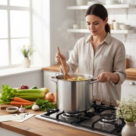 Fazék 11 liter, 24 cm, Prim Appety, de Buyer, rozsdamentes, szendvicstalpas