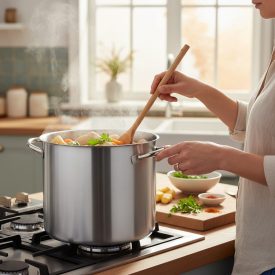 Fazék 25 liter, 32 cm, Prim Appety, de Buyer, rozsdamentes, szendvicstalpas