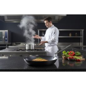 La Lyonnaise 30 cm-es kékvas serpenyő – de Buyer nagy méretű acélserpenyő pirításhoz és grillezéshez