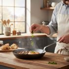 La Lyonnaise 30 cm-es kékvas serpenyő – de Buyer nagy méretű acélserpenyő pirításhoz és grillezéshez