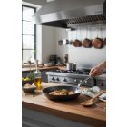 La Lyonnaise 30 cm-es kékvas serpenyő – de Buyer nagy méretű acélserpenyő pirításhoz és grillezéshez