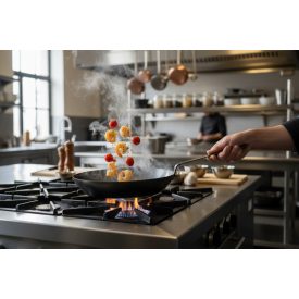 La Lyonnaise 36 cm-es kékvas serpenyő – de Buyer nagy méretű acélserpenyő profi felhasználásra