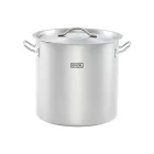 Gredil Rozsdamentes Ipari Magas Fazék Fedővel, 25,7 l, 32 cm – Szendvicstalpas, Indukciós Tall Pot Nagykonyhai Használatra