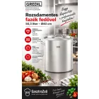 Gredil Rozsdamentes Ipari Magas Fazék Fedővel, 50,3 l, 40 cm – Erősített Peremű, Szendvicstalpas, Indukciós Tall Pot Nagykonyhai Használatra