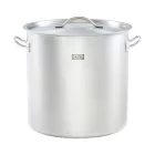 Gredil Rozsdamentes Ipari Magas Fazék Fedővel, 50,3 l, 40 cm – Erősített Peremű, Szendvicstalpas, Indukciós Tall Pot Nagykonyhai Használatra