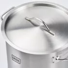 Gredil Rozsdamentes Ipari Magas Fazék Fedővel, 50,3 l, 40 cm – Erősített Peremű, Szendvicstalpas, Indukciós Tall Pot Nagykonyhai Használatra