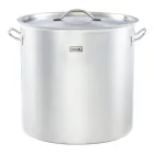 Gredil Rozsdamentes Ipari Magas Fazék Fedővel, 71,6 l, 45 cm – Erősített Peremű, Szendvicstalpas, Indukciós Tall Pot Nagykonyhai Használatra
