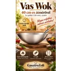 Vas Wok 40 cm-es átmérővel, fa nyéllel (120 mm), szatén