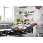 Vas Wok 40 cm-es átmérővel, fa nyéllel (120 mm), szatén