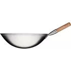 Vas wok, 40 cm-es átmérő, fa nyéllel, szatén felülettel – GasztroZoli