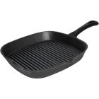 Öntöttvas grill serpenyő, 23×23 cm, bordázott felülettel és kiöntőcsőrrel