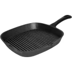Öntöttvas grill serpenyő, 23×23 cm, bordázott felülettel és kiöntőcsőrrel