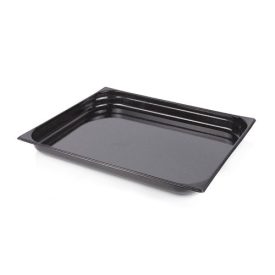 GN 2/1-es zománcozott edény, 40 mm mély, vastag rozsdamentes kivitel – professzionális használatra