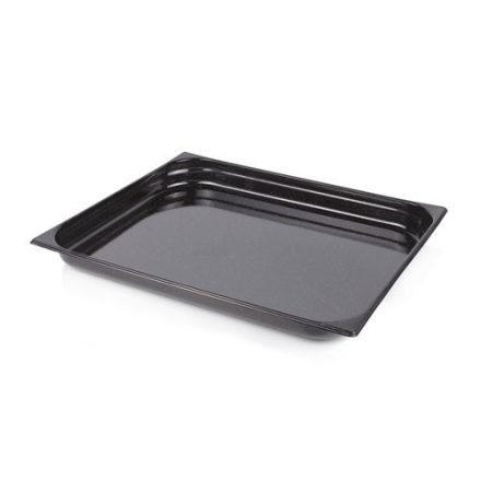 GN 2/1-es zománcozott edény, 40 mm mély, vastag rozsdamentes kivitel – professzionális használatra