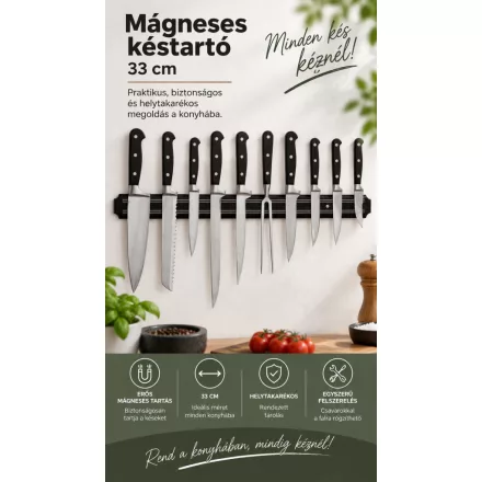 Mágneses késtartó 33 cm