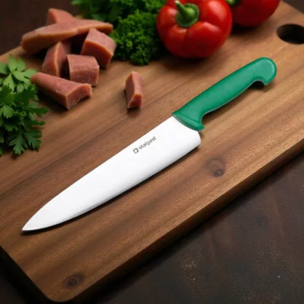 Szakácskés 25 cm penge zöld nyéllel – HACCP kompatibilis, zöldségekhez és gyümölcsökhöz