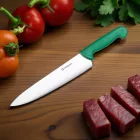 Professzionális szakácskés 25 cm-es pengével – zöld nyelű HACCP kés friss alapanyagokhoz