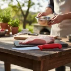 Ívelt csontozókés HACCP piros nyéllel 15 cm
