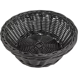   Gredil Univerzális Fonott Hatású Kerek Kenyérkosár, 210x80 mm – Mosogatógépben Mosható Polipropilén, Fekete