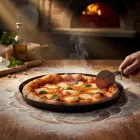 Pizzasütő tálca 32 cm, 25 mm magas peremmel (kékacél)
