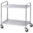Gredil 2 Szintes Rozsdamentes Acél Felszolgáló Kocsi, 860x540x940 mm (Max. 40 kg) – Ipari Leszedő és Szállító Kocsi Fékezhető Kerekekkel