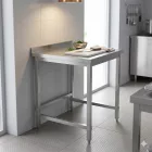 Erősített Munkalapos Rozsdamentes Fali Munkaasztal Alsó Polc Nélkül, 600x600x850 mm