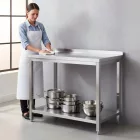Erősített Munkalapos Rozsdamentes Fali Munkaasztal Alsó Polccal, 800x600x850 mm