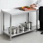 Erősített Munkalapos Rozsdamentes Fali Munkaasztal Alsó Polccal, 800x700x850 mm