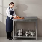 Erősített Munkalapos Rozsdamentes Fali Munkaasztal Alsó Polccal, 800x700x850 mm