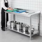 Erősített Munkalapos Rozsdamentes Fali Munkaasztal Alsó Polccal, 1600x600x850 mm