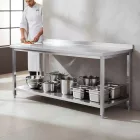 Erősített Munkalapos Rozsdamentes Fali Munkaasztal Alsó Polccal, 1600x600x850 mm