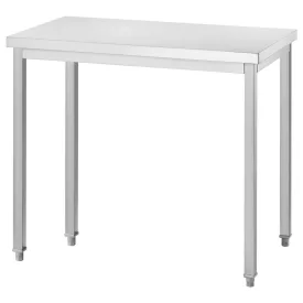   Gredil Csavarozott Rozsdamentes Központi Munkaasztal Polc Nélkül, 1200x600x850 mm – Lapra Szerelt Ipari Inox Szigetasztal