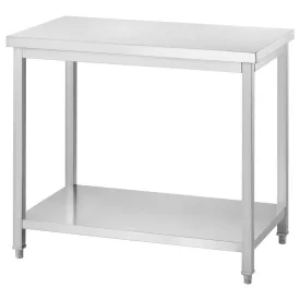   Gredil Csavarozott Rozsdamentes Központi Munkaasztal Alsó Polccal, 600x600x850 mm – Lapra Szerelt Kisméretű Inox Szigetasztal