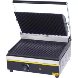   Gredil Professzionális Panini Kontaktgrill, 2.2 kW, 230 V – Kerámia Bevonatos Öntöttvas Lapok, 343x220 mm
