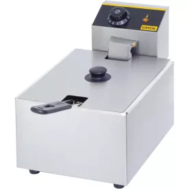   Gredil Professzionális Egyaknás Olajsütő, 5 l (Max 8 l), 3.2 kW, 230 V – Rozsdamentes Acél, Kivehető Medencével