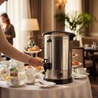 Rozsdamentes italmelegentartó adagoló csappal, 10 L, termosztátos (30–110°C), 1,5 kW