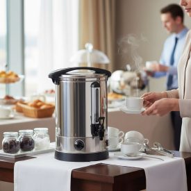   Rozsdamentes italmelegentartó adagoló csappal, 18 L, termosztátos (30–110°C), 5,5 kW