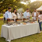 Összecsukható rendezvényasztal 183 cm – catering és szettekhez, 300 kg teherbírás