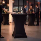 Fekete Kerek bárasztal huzat koktél- és rendezvény használatra
