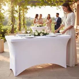  Fehér huzat 122 cm-es Összecsukható rendezvényasztalhoz – catering és szettekhez