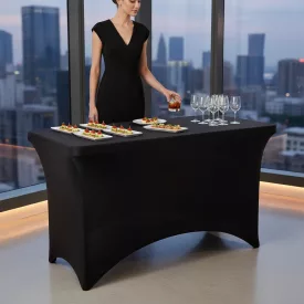  Fekete huzat 122 cm-es Összecsukható rendezvényasztalhoz – catering és szettekhez