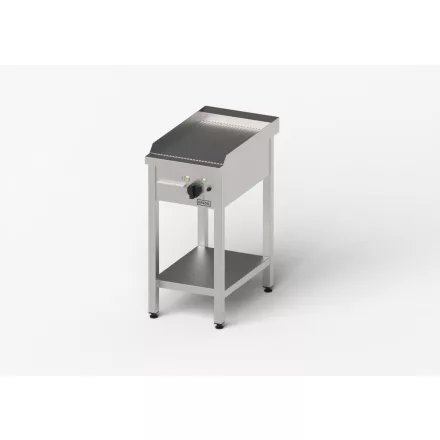 Gredil Bordázott Elektromos Rostlap, 400x700x850 mm (4 kW, 400V) – Szabadon Álló Rozsdamentes Ipari Grill-lap Zsírgyűjtő Fiókkal