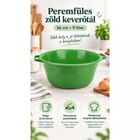 Peremfüles zöld keverőtál 36 cm 9 liter