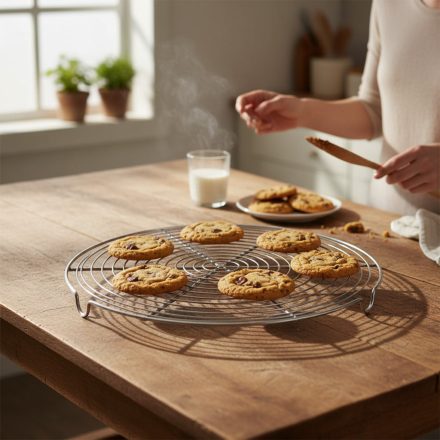 Sütőrács lábakkal, kerek, 28 cm – rozsdamentes acélból, sütéshez és hűtéshez egyaránt