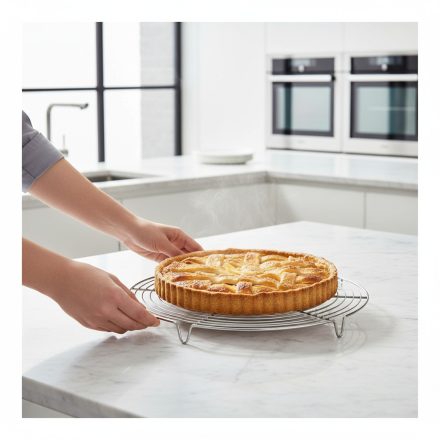 kerek rozsdamentes sütőrács 32 cm átmérővel, pihentetéshez és hűtéshez