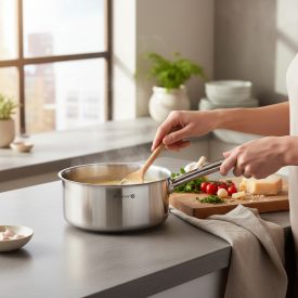   Gyorsforraló-Nyeles lábas 3 liter, 20 cm, Prim Appety, de Buyer, rozsdamentes