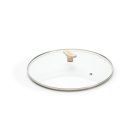 Mineral B Bois üvegfedő bükkfa fogóval 28 cm-es a de Buyer-től (Mineral B és Choc B serpenyőkhöz)