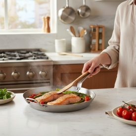 Carbone Plus Vasserpenyő 36 cm-es, füllel a de Buyer-től - Prémium minőség